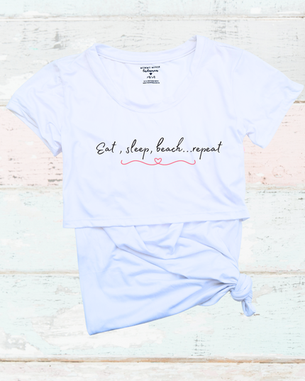 Blusa maternidad-lactancia mc estampada. Eat, sleep, beach
