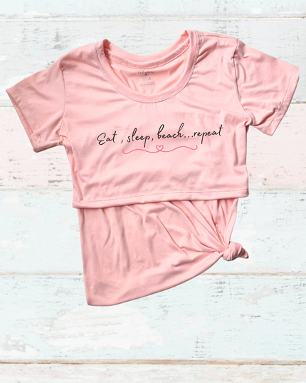 Blusa maternidad-lactancia mc estampada. Eat, sleep, beach