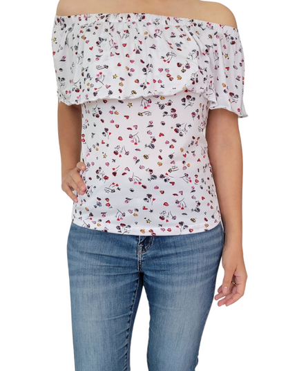 Blusa Lactancia Campesina 3 en 1 . Blanco flores