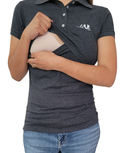 Blusa maternidad - lactancia Tipo Polo. Oxford