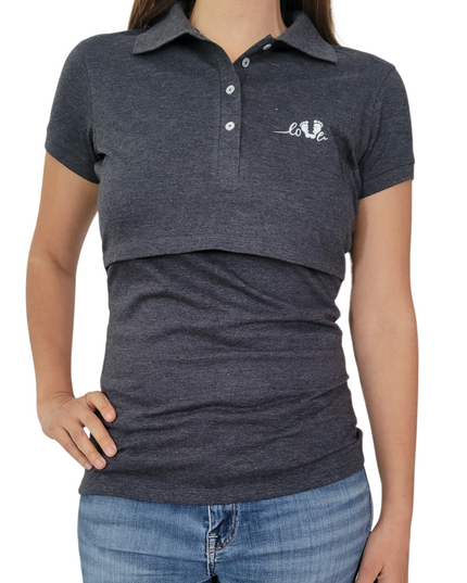 Blusa maternidad - lactancia Tipo Polo. Oxford