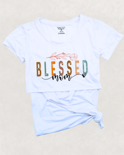 Blusa maternidad-lactancia mc estampada. Blessed Mom