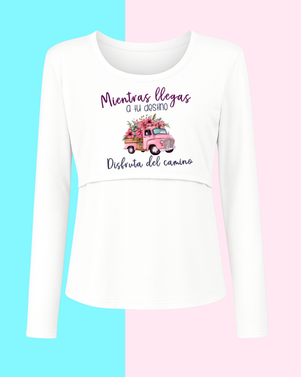 Blusa maternidad-lactancia Manga Larga. Mientras llegas