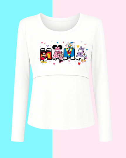 Blusa maternidad-lactancia Manga Larga. Mamá Mouse