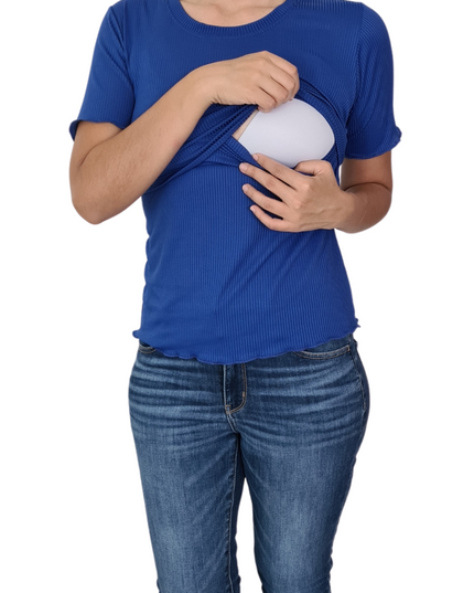 Blusa acanalada de lactancia. Rey