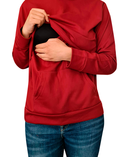 Sudadera capucha estampada lactancia. Red smile