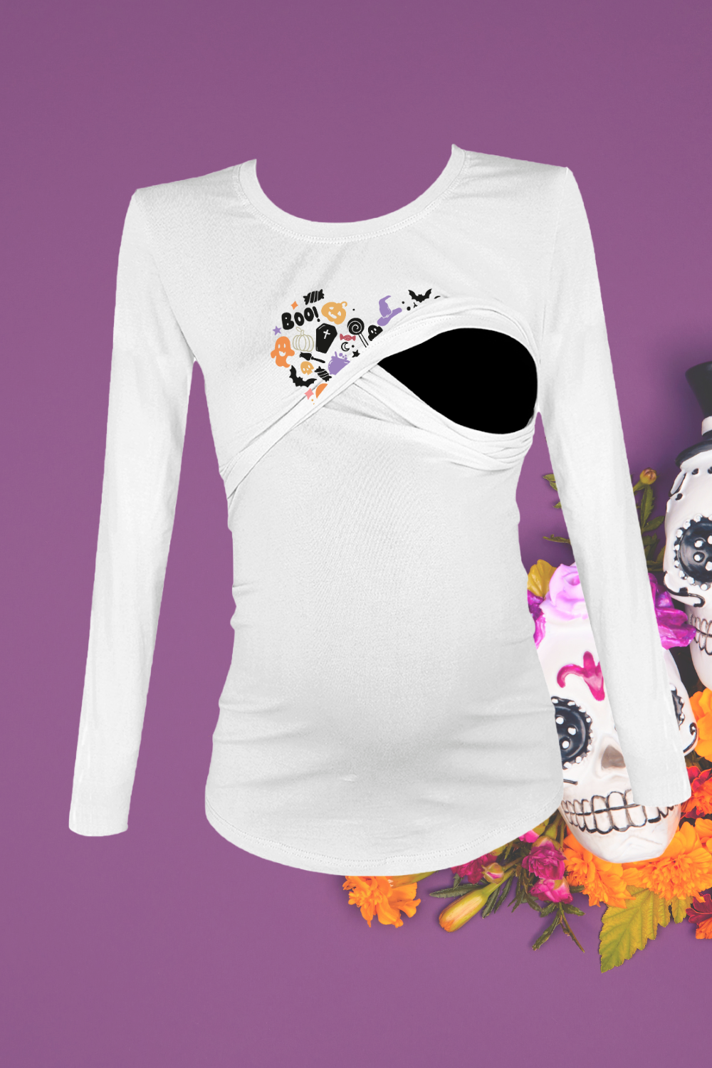 Blusa maternidad-lactancia ml estampada. Love Halloween