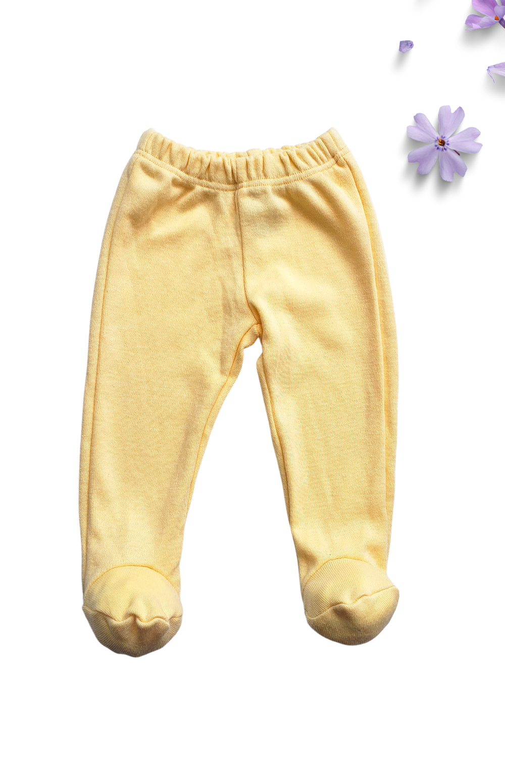 Pantalon bebe de Algodon con pies. Amarillo