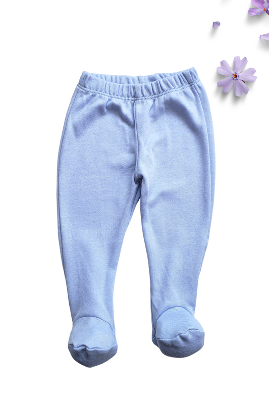 Pantalon bebé de Algodón con pies. Azul cielo