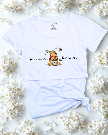 Blusa maternidad-lactancia mc estampada. Mama bear winnie