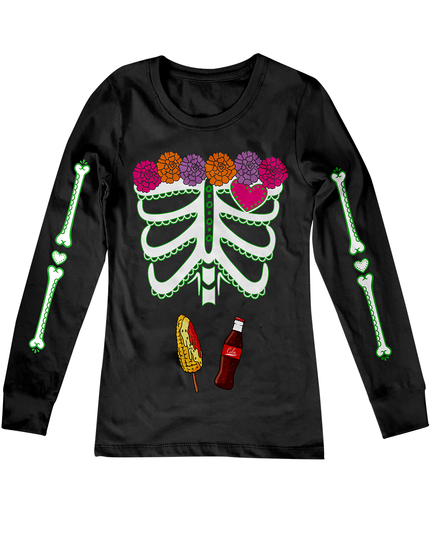 Playera Dama ML. Catrina Refresco y elote