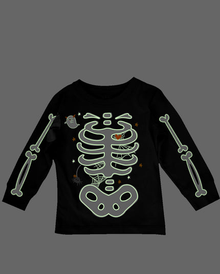 Conjunto kids 6, 12 y 18 meses . Esqueletito Glow