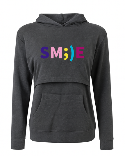 Sudadera ligera capucha estampada Lactancia. Sm;)e