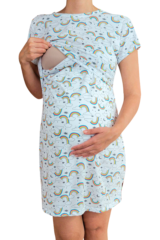 Camisón Pijama maternidad-lactancia. Arcoiris