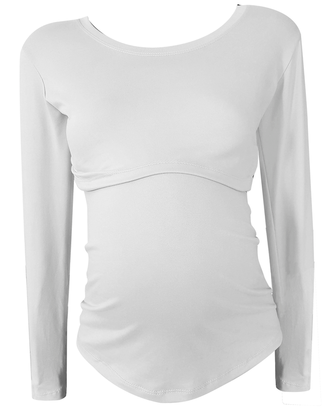 Blusa maternidad-lactancia Manga Larga. Blanco