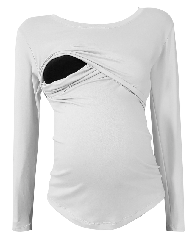 Blusa maternidad-lactancia Manga Larga. Blanco