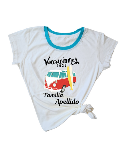 Blusa Dama nombre personalizado. Combi vacaciones