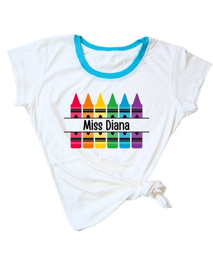 Blusa Dama nombre personalizado. Crayones