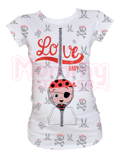 Blusa maternidad manga corta Full Print. Baby Pirata