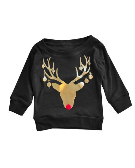 Playera Kids Unisex manga larga. Reno esferas pompón real