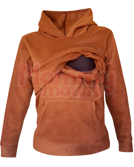 Sudadera Polar capucha Maternidad-lactancia. Café