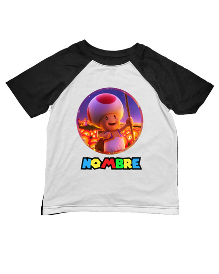 Playera Kids ranglan . Toad nombre personalizado