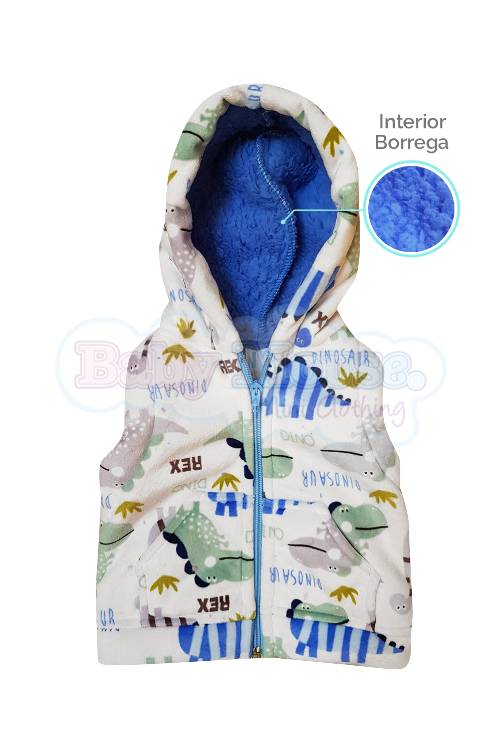 Chaleco Bebe Flanel Dinosaurios nino