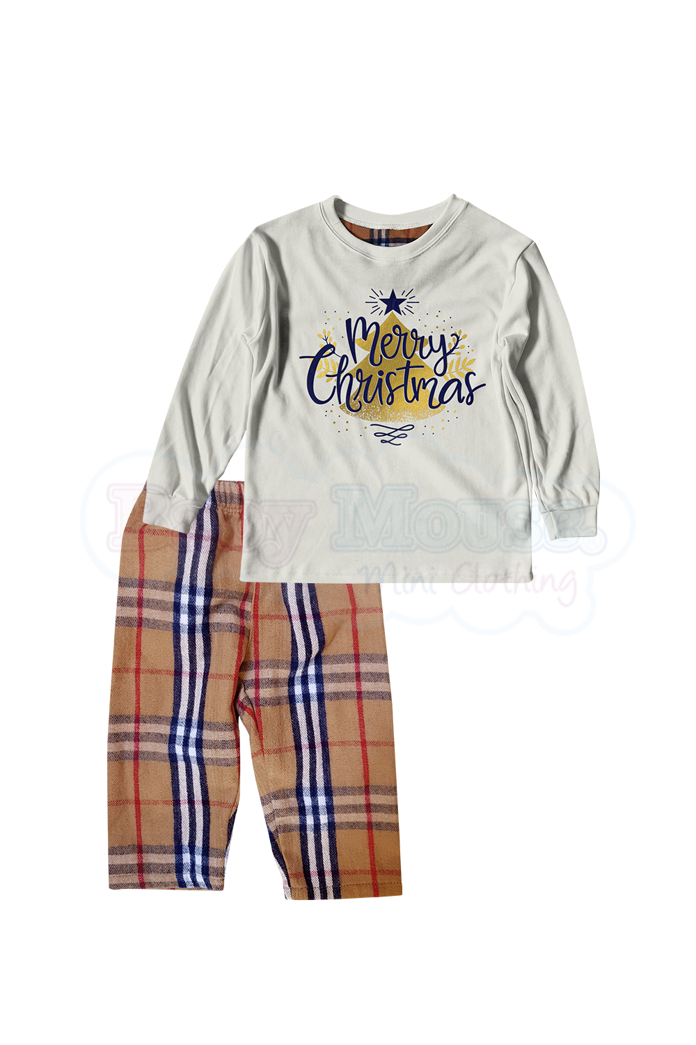 Pijama Franela 6 y 12 Meses. Foil rbol Merry Mouse Apparel