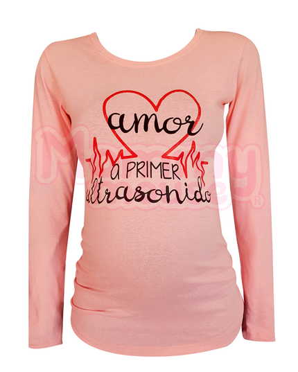 Blusa Maternidad Básica Manga Larga.  Amor a primer ultrasonido