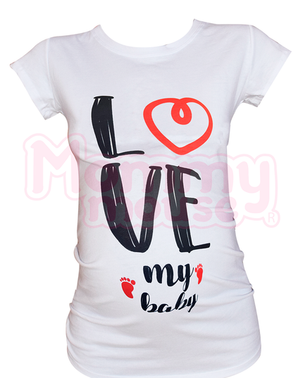 Blusa Maternidad Básica Manga corta. Amo a mi bebé