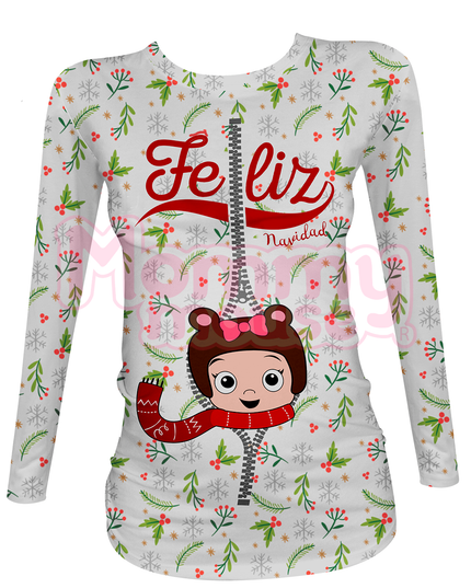 Blusa Maternidad Full P Manga Larga. Feliz Navidad niña