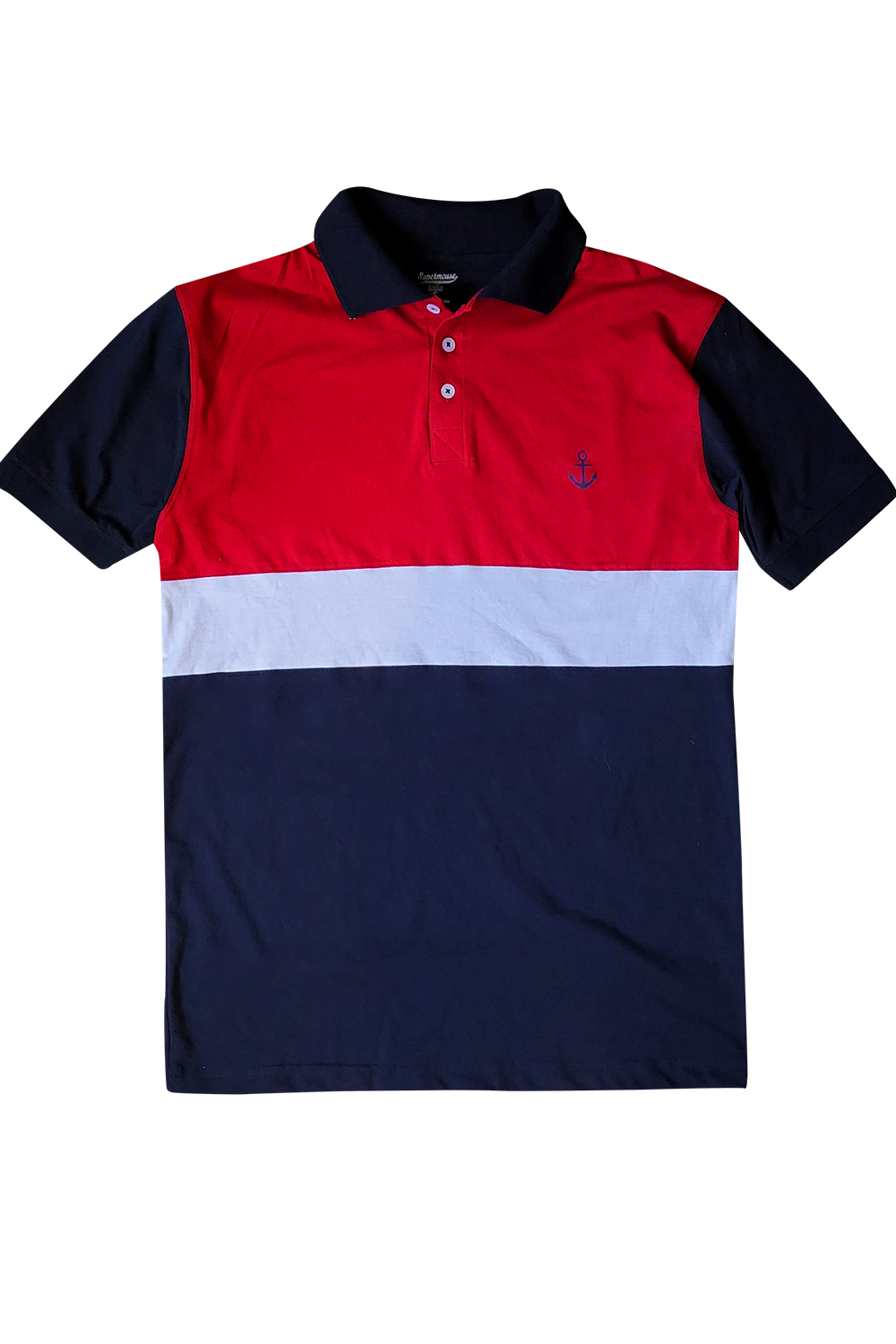 Playera caballero tipo polo combinada. Ancla Marino