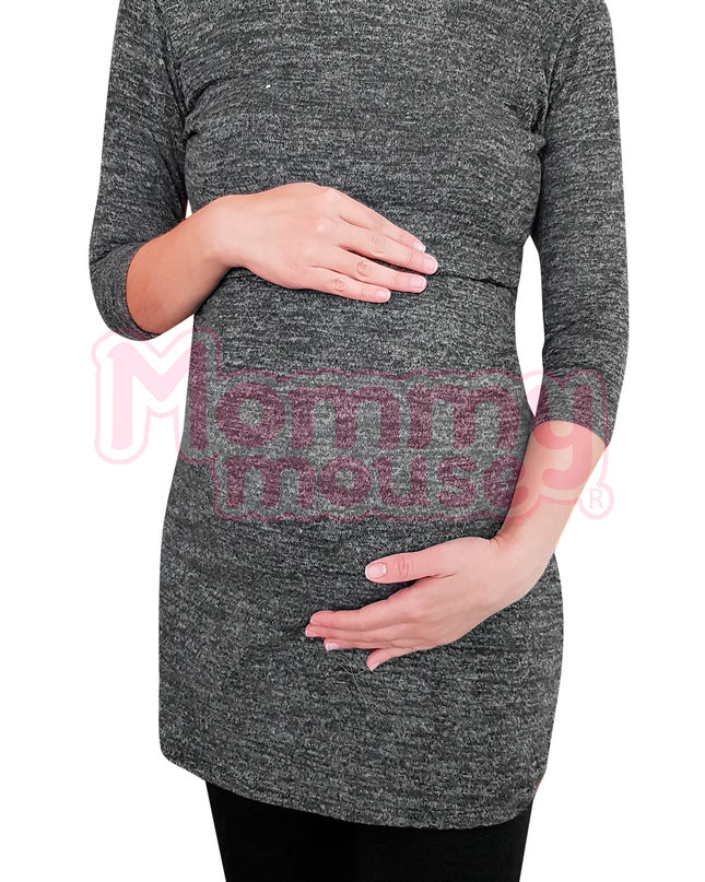 Vestido-blusón maternidad-lactancia. Oxford Jaspe