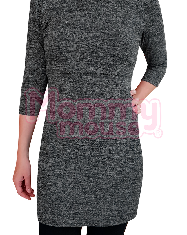 Vestido-blusón maternidad-lactancia. Oxford Jaspe