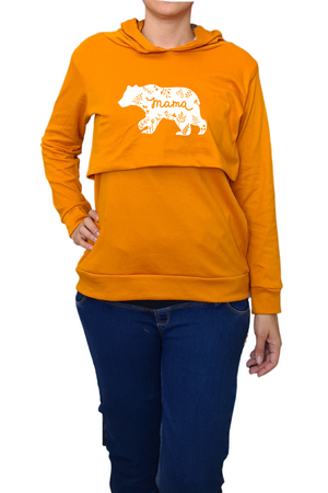 Sudadera ligera capucha estampada Lactancia. Mama Bear