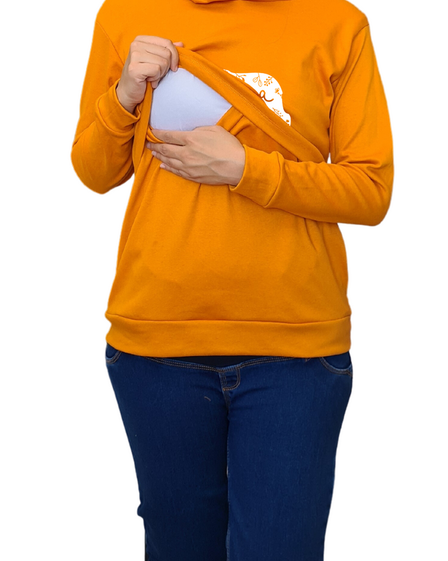 Sudadera ligera capucha estampada Lactancia. Mama Bear