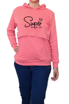 Sudadera ligera capucha estampada Lactancia. Super wife