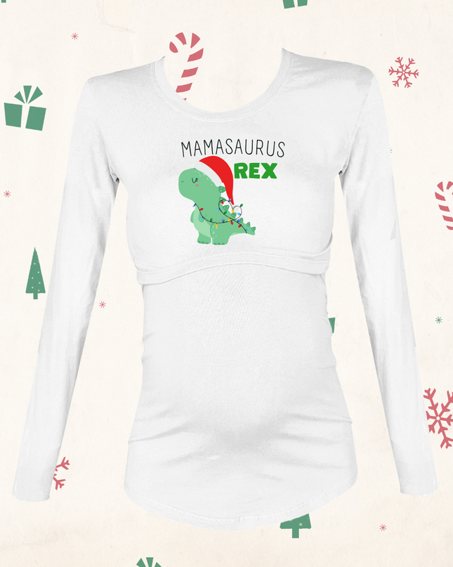 Blusa maternidad-lactancia Manga Larga. Mamasaurus christmas