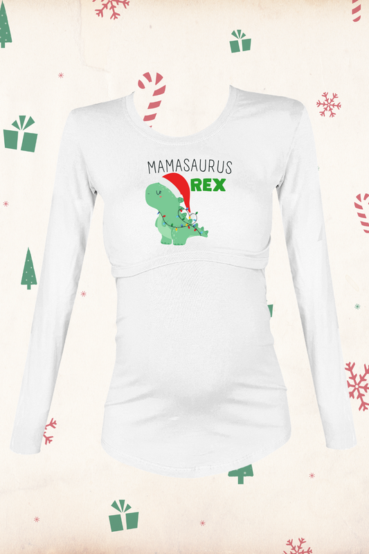 Blusa maternidad-lactancia Manga Larga. Mamasaurus christmas