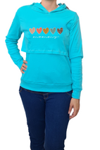 Sudadera ligera capucha estampada Lactancia. Mommy Hearts