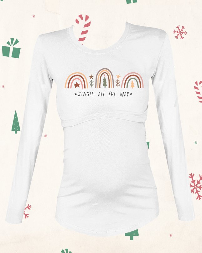 Blusa maternidad-lactancia Manga Larga. Jingle all the way
