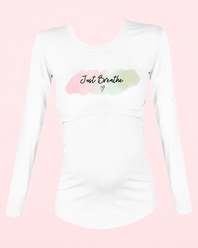 Blusa maternidad-lactancia Manga Larga. Just Breathe