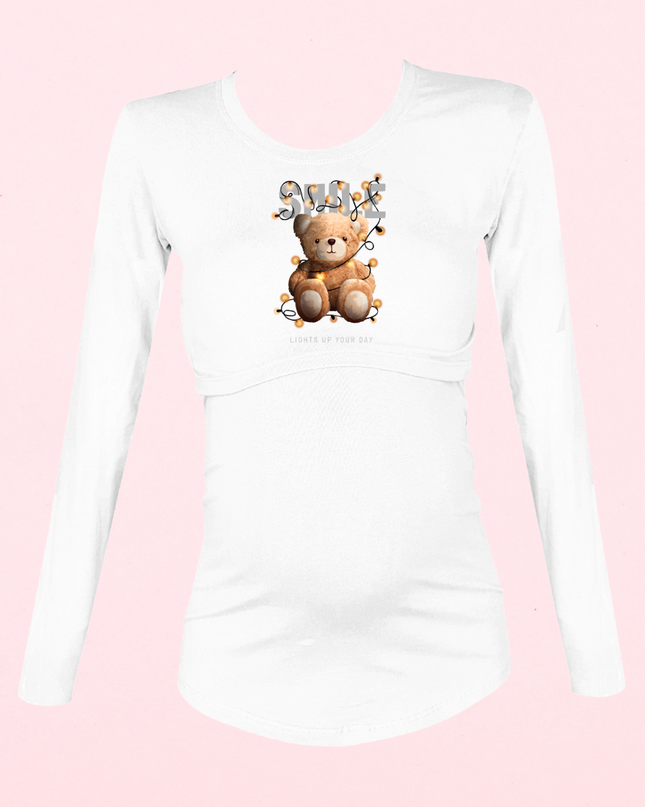 Blusa maternidad-lactancia Manga Larga. Smile Oso
