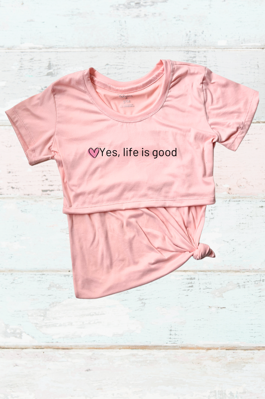 Blusa maternidad-lactancia mc estampada. Yes, life is good