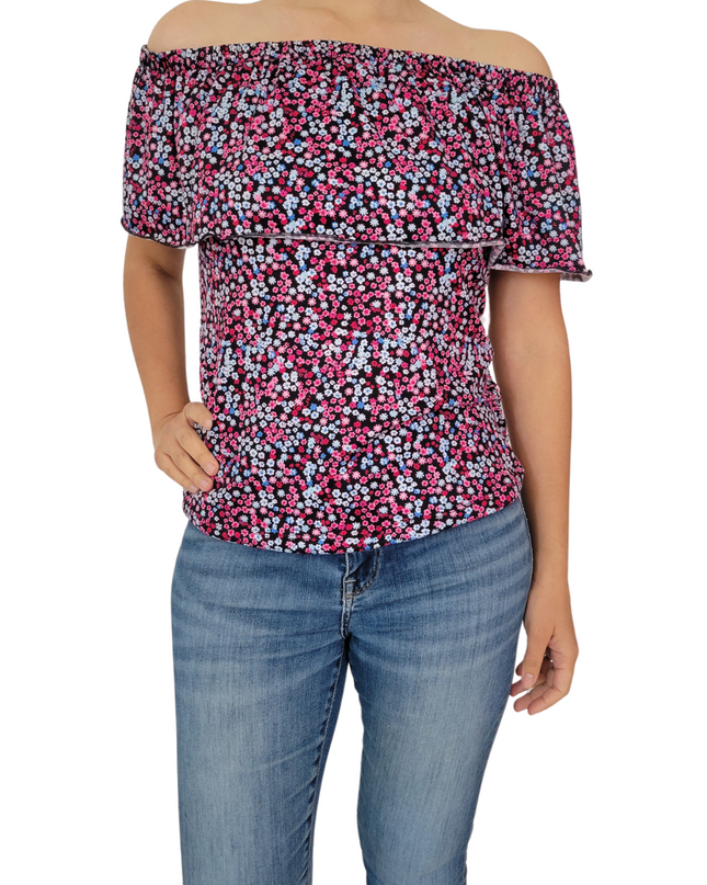Blusa Lactancia Campesina 3 en 1. Marino flores