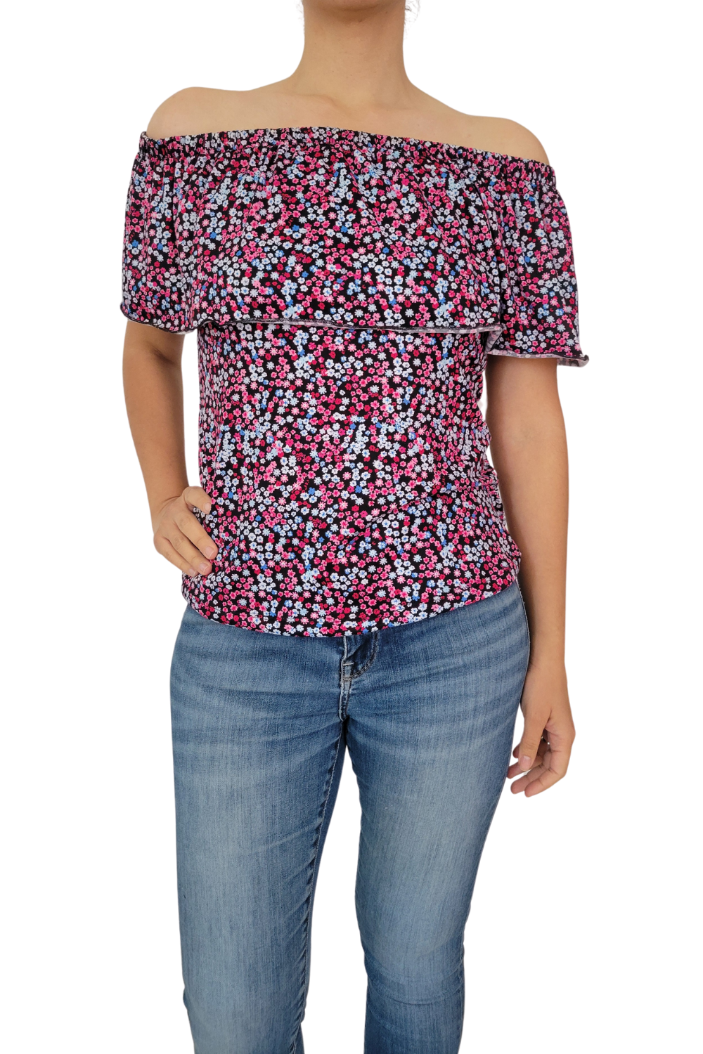 Blusa Lactancia Campesina 3 en 1. Marino flores