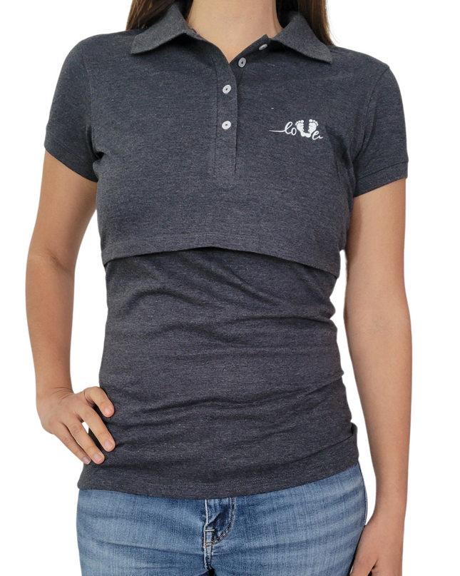 Blusa maternidad - lactancia Tipo Polo. Oxford