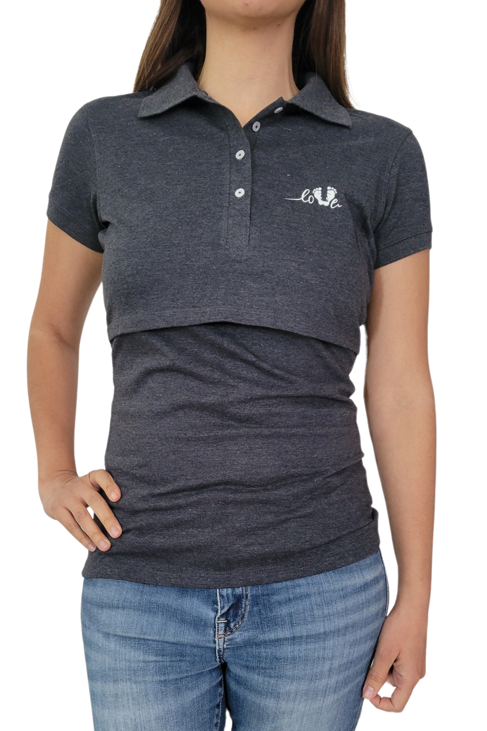 Blusa maternidad - lactancia Tipo Polo. Oxford