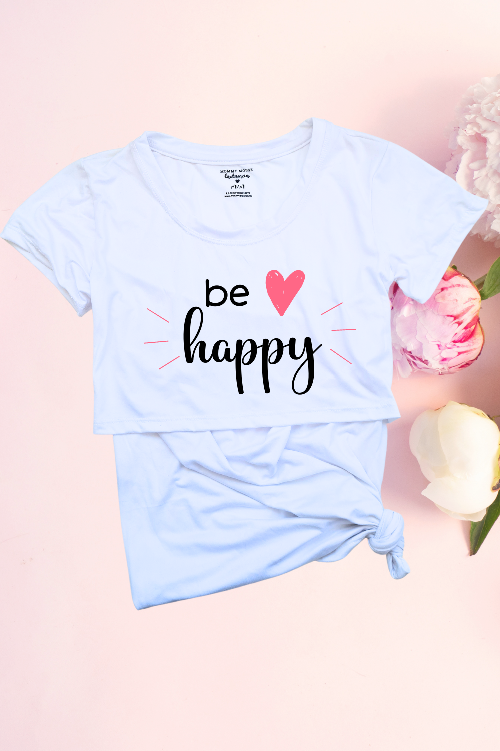 Blusa maternidad-lactancia mc estampada. Be Happy