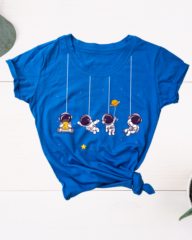 Blusa dama manga corta. Universo astronauta